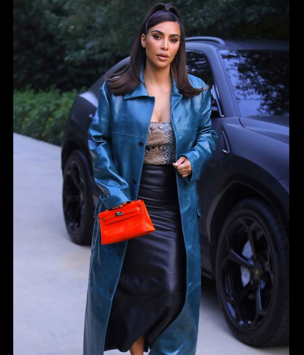 Kim Kardashian Street Wear Blue Coat