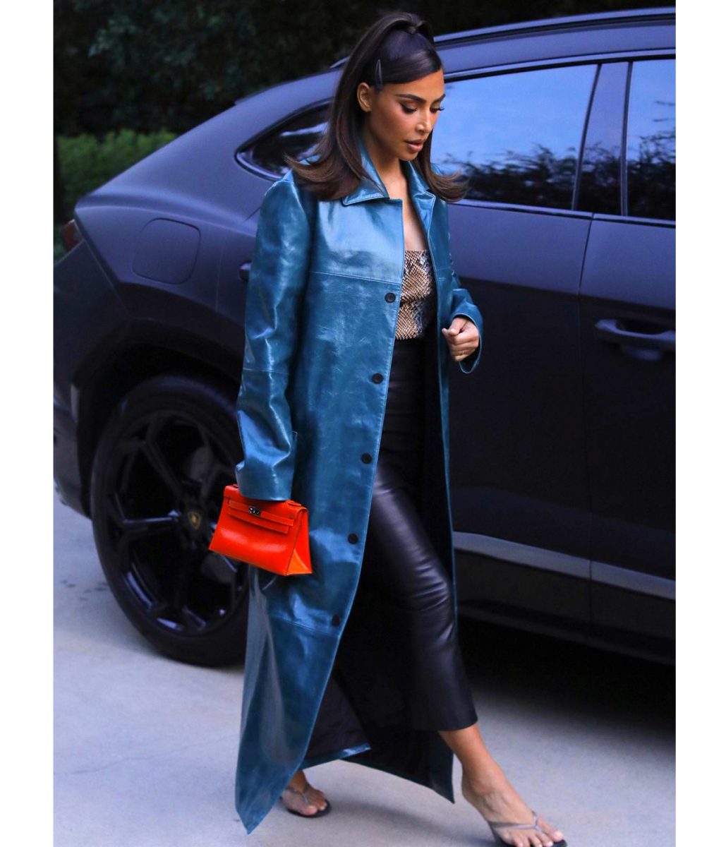 Kim Kardashian Street Wear Blue Coat - Image 4