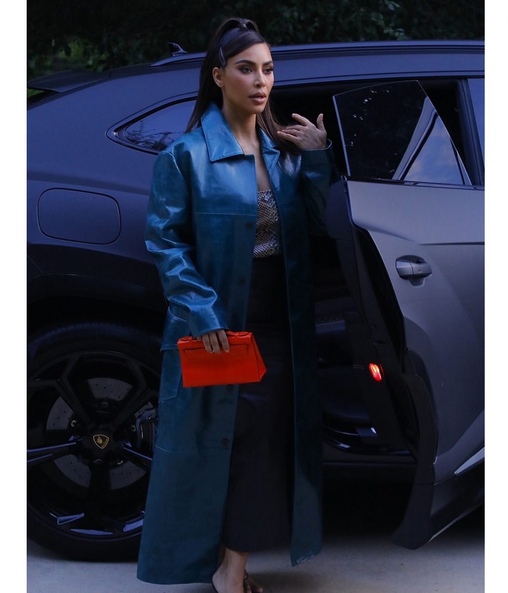 Kim Kardashian Street Wear Blue Coat - Image 6