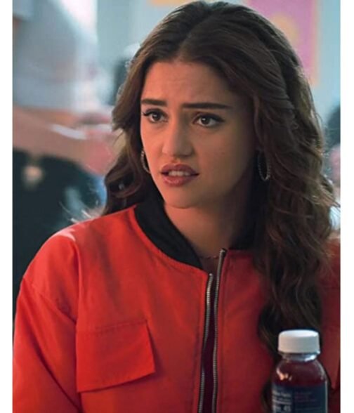 Tall Girl Clara Wilsey Cropped Bomber Orange Jacket
