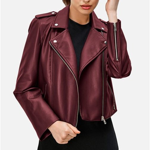 Kold X Windy Sh’Kia Maroon Leather Jacket - Image 3