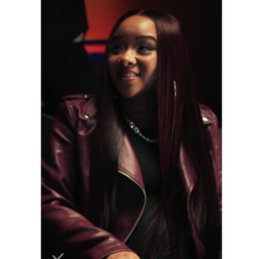Kold X Windy Sh’Kia Maroon Leather Jacket - Image 2