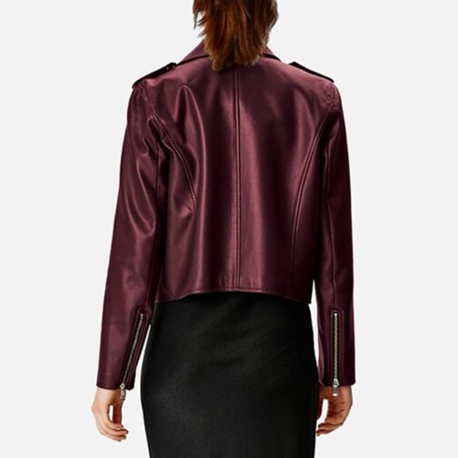 Kold X Windy Sh’Kia Maroon Leather Jacket - Image 4