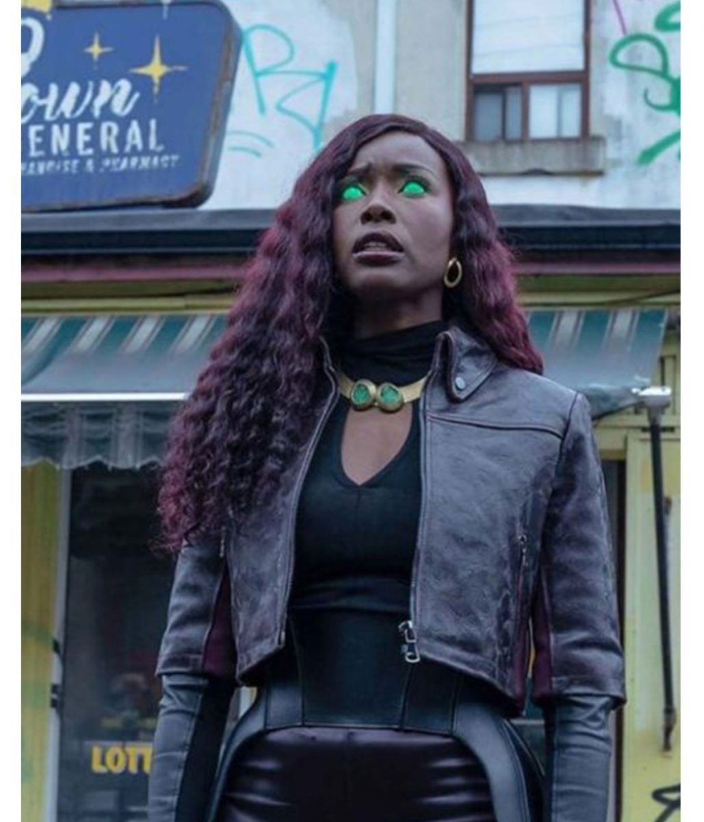 Anna Diop Titans Cropped Leather Jacket