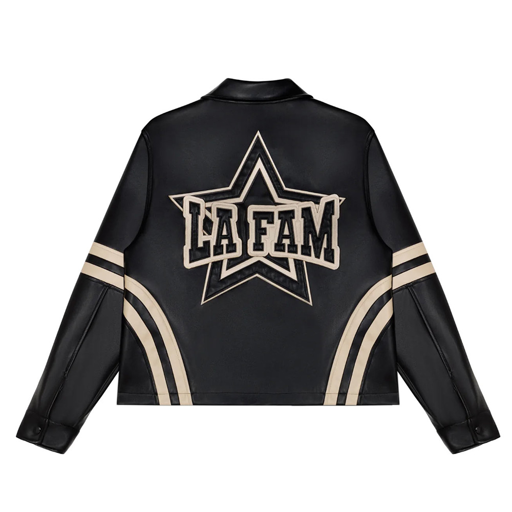 La Fam Retro Varsity Leather Jacket - Image 4