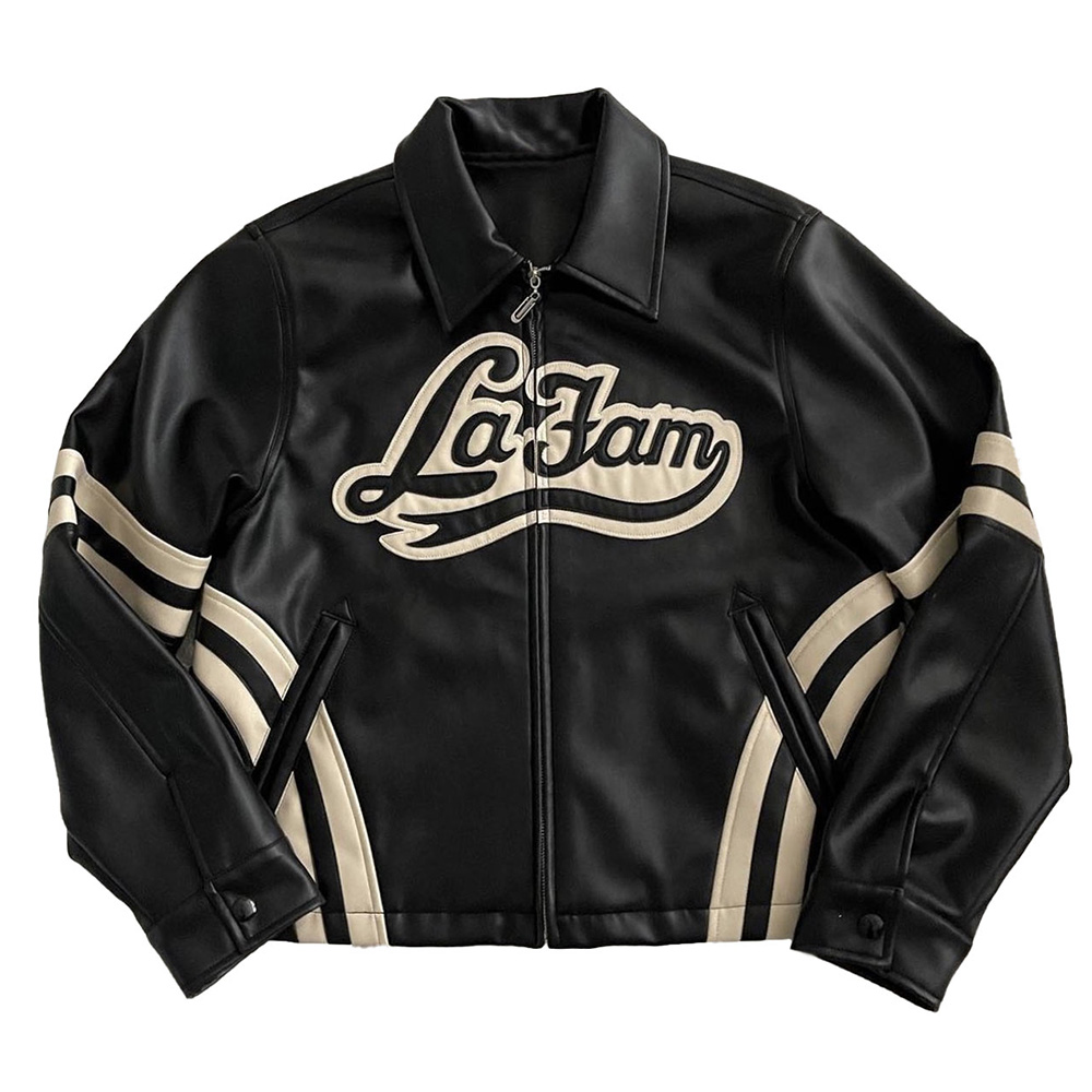 La Fam Retro Varsity Leather Jacket - Image 5