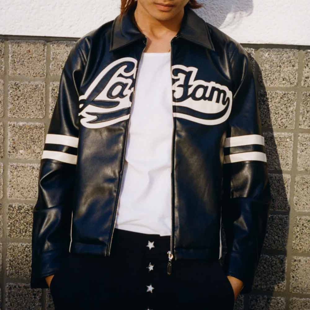 La Fam Retro Varsity Leather Jacket - Image 7