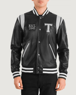 Liberte Texas Black Leather Varsity Jacket