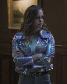 Hallea Jones Locke and Key Light Purple Leather Jacket