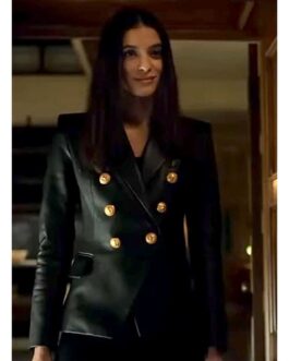 Laysla De Oliveira Locke & Key Black Leather Blazer