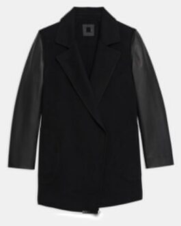 Elizabeth Tulloch Superman and Lois Black Sleeve Leather Coat