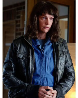 Ruth Wilson The Woman in the Wall Leather Jacket