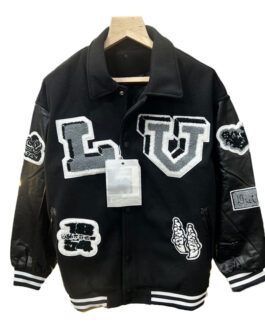 LV Bunny Black Varsity Jacket