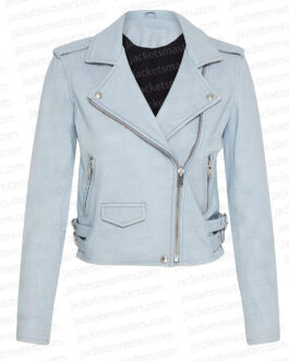 Maggie Nichole Sakura Light Blue Leather Jacket