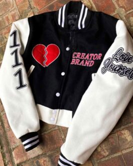 Love Yourself Black and White Cropped Jacket