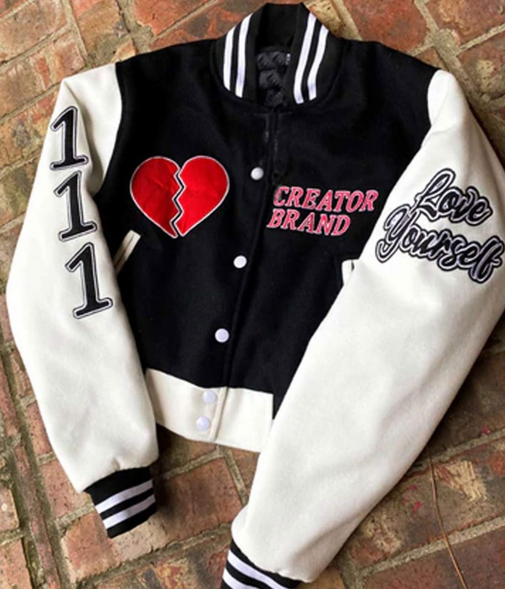 Love Yourself Black and White Cropped Jacket