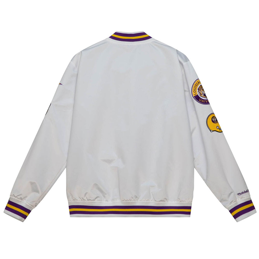 LSU Tigers City Collection White Varsity Satin Jacket - Image 4