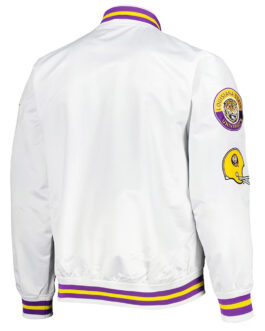 LSU Tigers City Collection White Varsity Satin Jacket