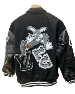 LV Bunny Black Varsity Jacket