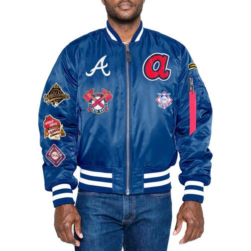 Atlanta Braves MA-1 Navy Bomber Jacket - Image 2