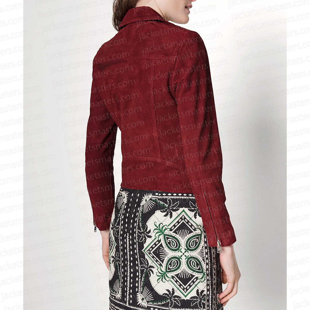 Maggie Nichole Sakura Red Suede Jacket - Image 4