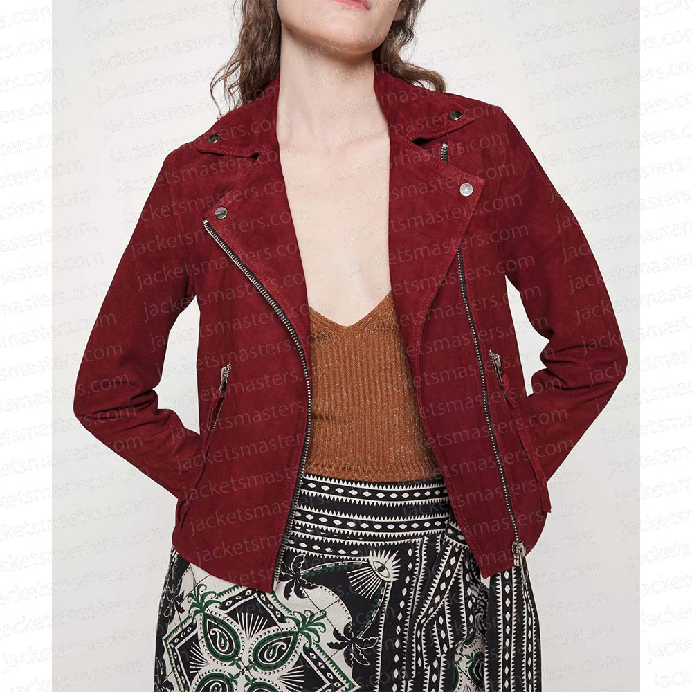 Maggie Nichole Sakura Red Suede Jacket - Image 5