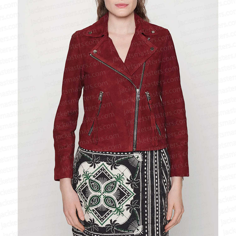Maggie Nichole Sakura Red Suede Jacket - Image 3