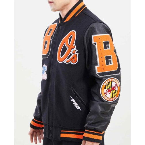 Baltimore Orioles Mashup Black Varsity Jacket - Image 4