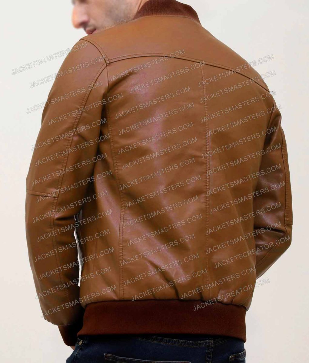 Dean Norris Breaking Bad Brown Bomber Leather Jacket - Image 3
