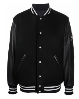 Mastermind Japan Logo-Embroidery Black Varsity Jacket