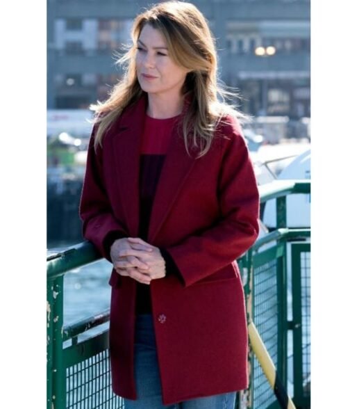 Grey’s Anatomy Ellen Pompeo Maroon Wool Coat