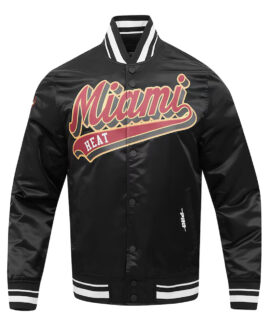 Miami Heat Script Tail Black Satin Jacket