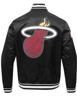 Miami Heat Script Tail Black Satin Jacket