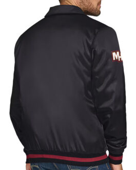 Miami Heat Stitch Applique Black Satin Jacket