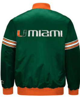 Miami Hurricanes Draft Pick Green Satin Jacket