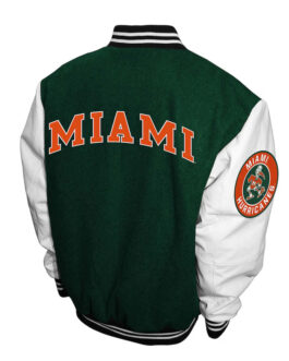 Miami Hurricanes Graduate Green and White Varsity Jacket