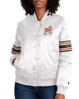 Striped Miami Hurricanes Satin Jacket
