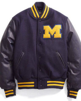 Michigan Wolverines Black Letterman Jacket