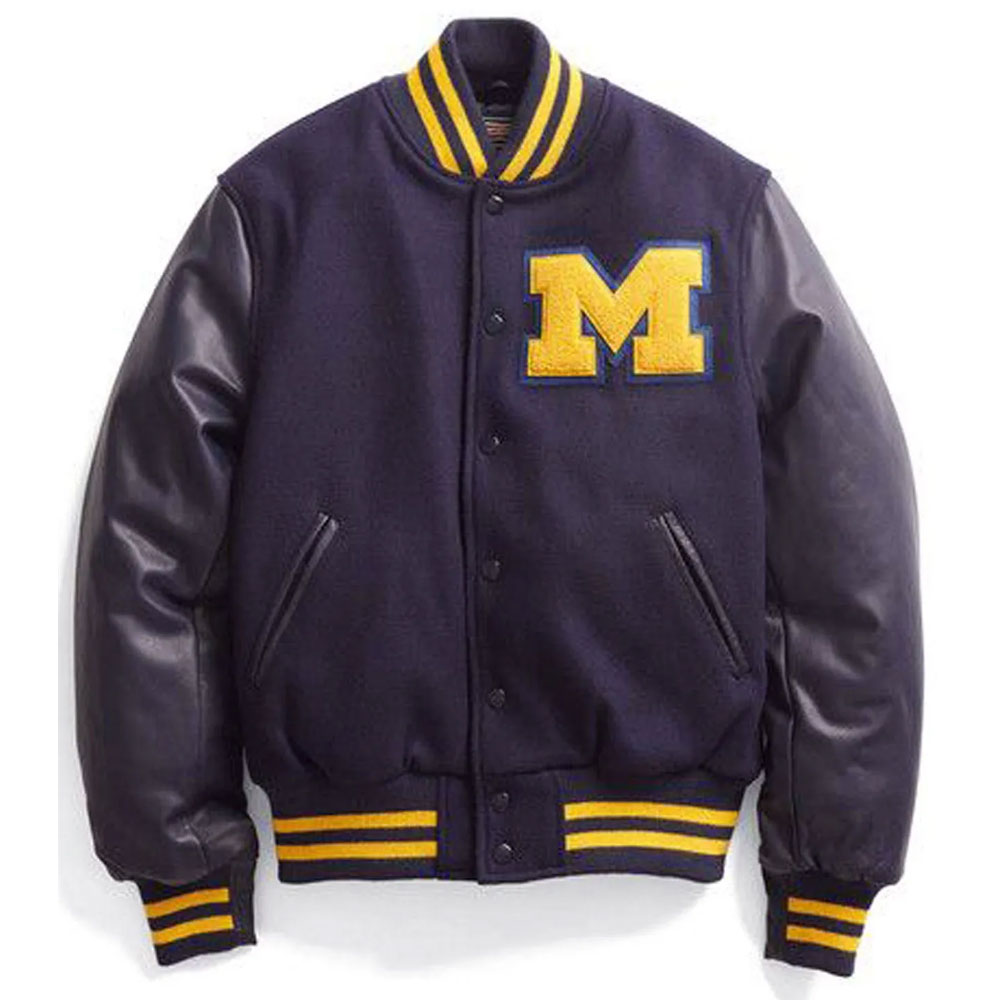 Michigan Wolverines Black Letterman Jacket