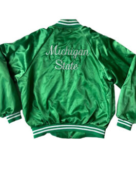Michigan State Spartans Green Bomber Satin Jacket