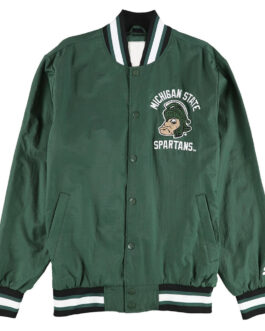 Michigan State Spartans Bomber Green Satin Jacket