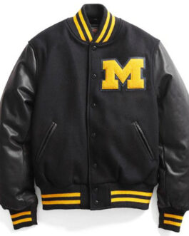 Michigan Wolverines Black Letterman Jacket