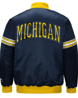 Michigan Wolverines Draft Pick Navy Satin Jacket