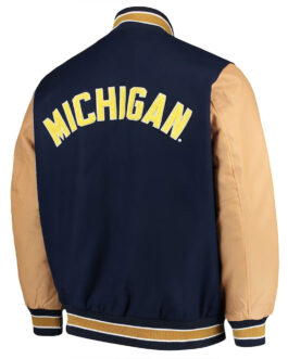 Michigan Wolverines Navy Varsity Wool & Leather Jacket