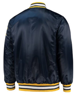 Michigan Wolverines O-Line Navy Blue Satin Jacket