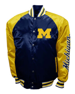 Michigan Wolverines The Game Navy Satin Jacket