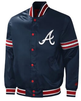 Atlanta Braves Midfield Navy Satin Jacket