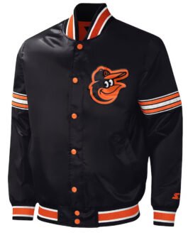 Baltimore Orioles Midfield Black Satin Jacket