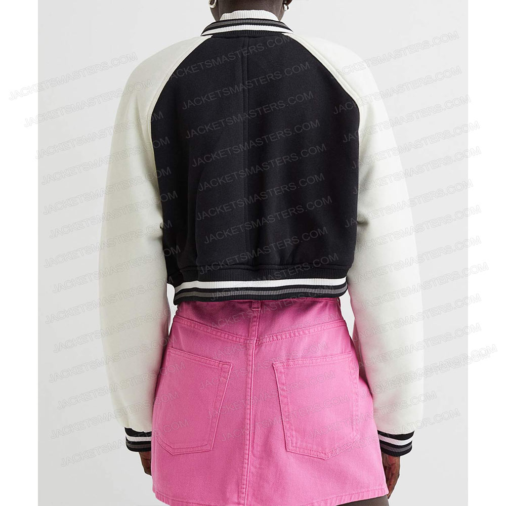 Midori Francis The Sex Lives of College Girls Cropped Varsity Jacket - Image 3