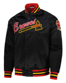 Milwaukee Braves Black Lightweight Satin Jacket